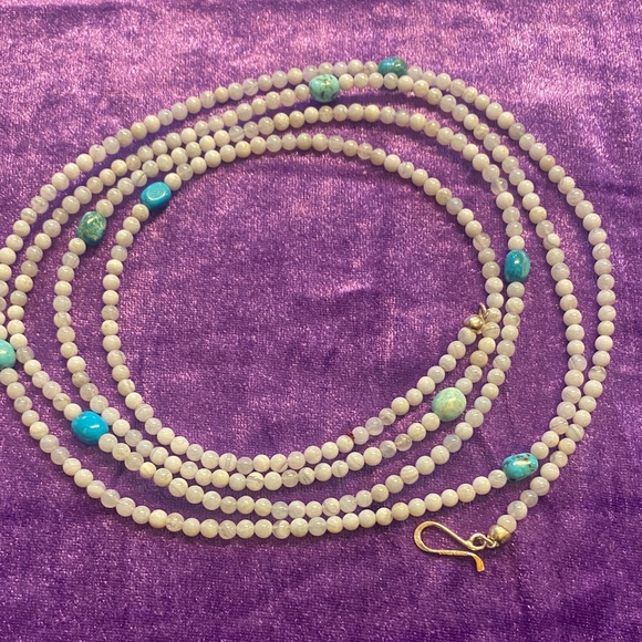 Jay King 60 Inch Moonstone Turquoise Sterling Silver Necklace(130)